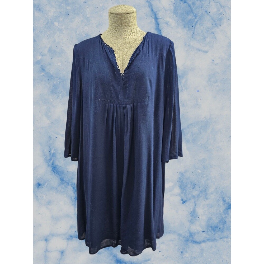 Women's 12 DVF Diane Von Furstenberg Aria Navy Blue Ruched Front Tunic Dress EUC